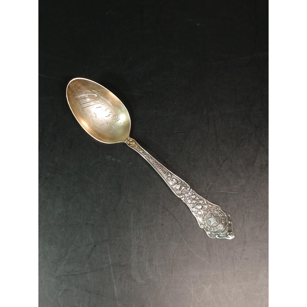 SSMC Sterling Silver Gold Wash Jefferson Texas Souvenir Spoon ~5.1”